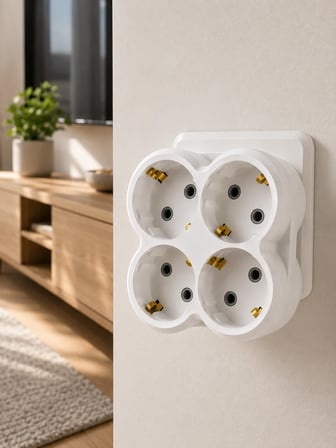 Duvar Tipi Priz Çoğaltıcı 4 Çıkışlı Kablosuz Kompakt Priz Adaptörü