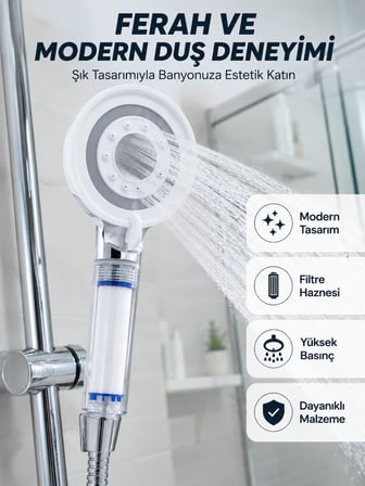 Mineral Taşlı Filtreli Duş Başlığı Güçlü Su Basınçlı Banyo Başlığı