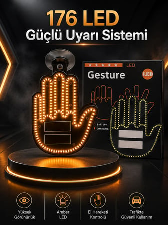 Led Işık El İşareti Araç Camı İçin Uzaktan Kumandalı