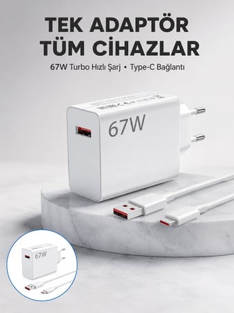 67 Watt Güvenli Hızlı Şarj Adaptörü Samsung M31 M33 M51 Uyumlu Yeni Nesil