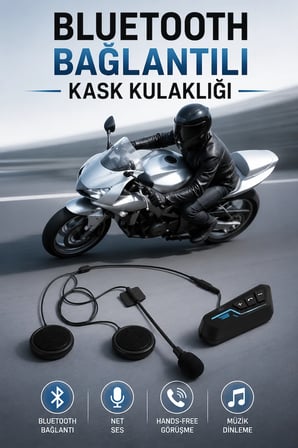 Kask Kulaklığı Motosiklet Intercom Interkom Dinleme Konuşma Özellikli Su Geçirmez