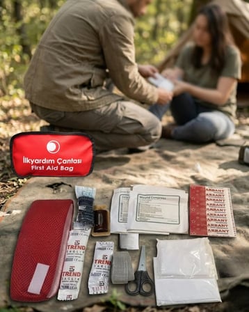 Kompakt İlk Yardım Çantası Temel Medikal Malzemelerle Donatılmış