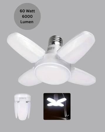 Tasarruflu Pervane LED Ampül 4 Kollu 60 Watt Geniş Alan Aydınlatma
