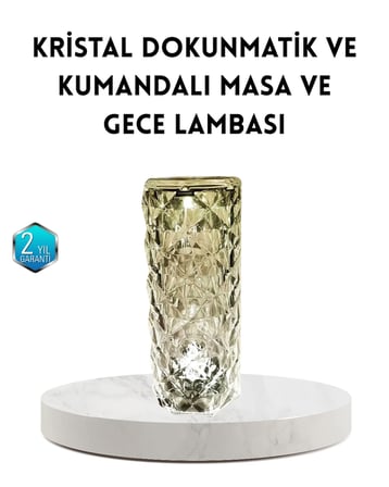 Kristal RGB LED Masa Lambası – Renkli Kumandalı Işık, Dekoratif ve Enerji Tasarruflu
