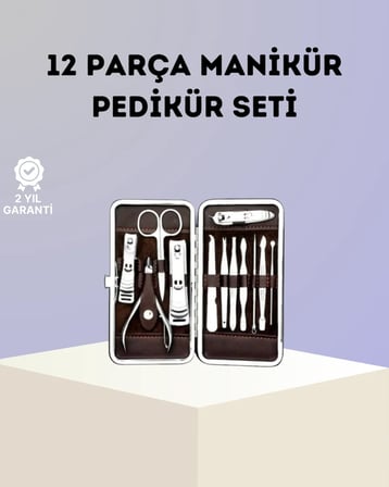 Paslanmaz Çelik Çok Fonksiyonlu 12 Manikür Seti