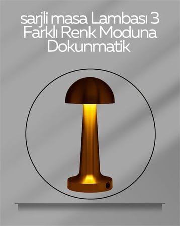USB Şarjlı Dokunmatik LED Masa Lambası – 3 Renk Modu &amp; Dimmer