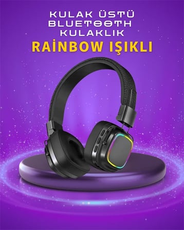 Renkli Işık Efektli Bluetooth 5.3 Müzik Kulaklığı