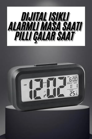 Gece Dijital Masa Saati Dijital Alarmlı Led Ekran Pilli Çalar Saat