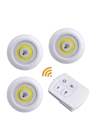 Led Lamba 3'lü Uzaktan Kumandalı Yapışkanlı