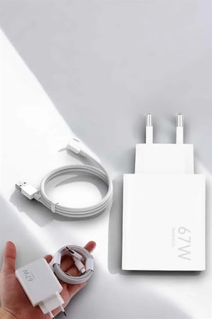 Şarj Aleti 67W Hızlı Şarj Turbo Type-C Uyumlu Şarj Adaptörü Kablosu