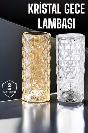 Gece Lambası Kristal Lamba Dokunmatik Şarjlı Hediyelik