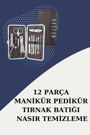 12 Parça Paslanmaz Çelik Kompakt ve Taşınabilir Manikür Makası Tırnak Makası