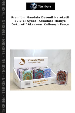 Premium Mandala Desenli Hareketli Sulu El Aynası Arkadaşa Hediye Dekoratif Aksesuar Kullanışlı Parça