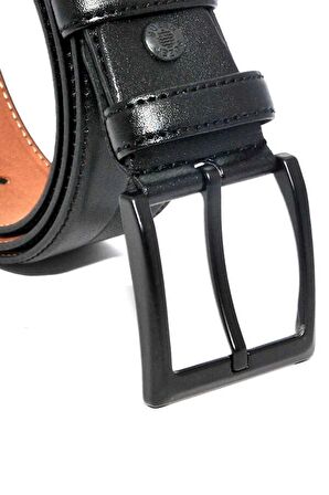 4 cm. Klasik Suni Deri Desenli Erkek Kemer Siyah