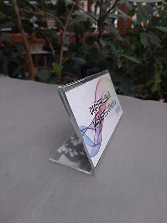 Şeffaf Değiştirilebilir Yatay Masaüstü Isimlik - 20x7 Cm