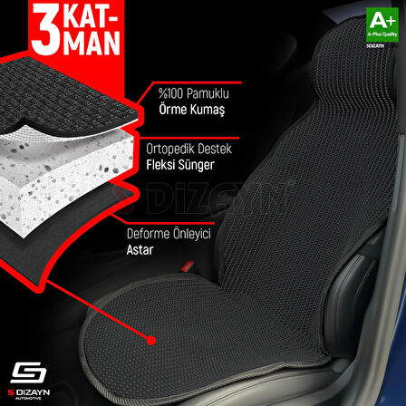 S-Dizayn Oto Koltuk Koruyucu Kılıf Set Siyah Universal 2+3 Parça Ön Arka