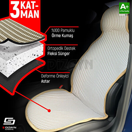 S-Dizayn Oto Koltuk Koruyucu Kılıf Set Krem Universal 2+3 Parça Ön Arka