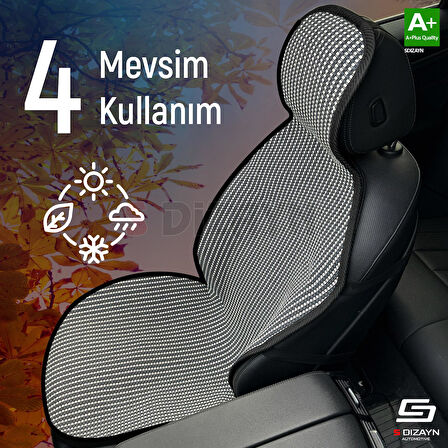 S-Dizayn Oto Koltuk Koruyucu Kılıf Set Çizgili Füme Beyaz Universal 2+3 Parça Ön Arka