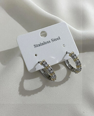 Xo'xxo Model Taşlı Halka Çelik Küpe