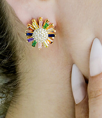 Zirkon Taşlı Dönen Küpe