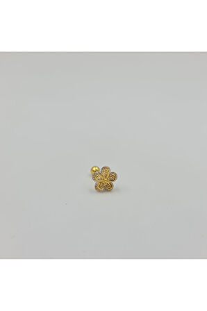 Cerrahi Çelik  Taşlı Pırıltılı Papatya Küpe Tragus Helix Kıkırdak Piercing