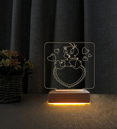 3D Led Gece Lambası Twetty Tasarım Led Lamba Doğum Günü Hediyesi