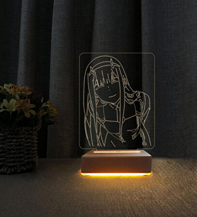 3D Led Gece Lambası Anime Darling In The Franxx 002 Zero Two  Doğum Gününe Hediye Lamba