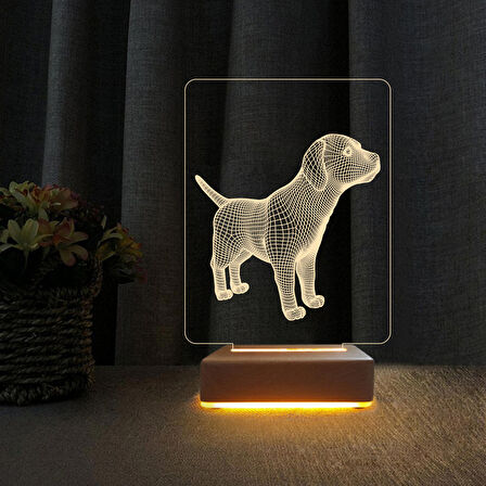 3D Led Gece Lambası Çocuk Odası Yavru Köpek Çizimi Gece Lambası Doğum Günü Hediyesi 