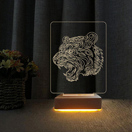 3D Led Gece Lambası Kaplan Dizayn Gece Lambası Doğum Günü Hediyesi 