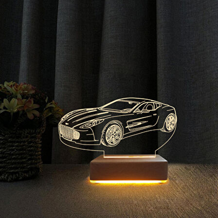 3D Led Gece Lambası Aston Martin Araba Tasarım Doğum Günü Hediyesi Lamba