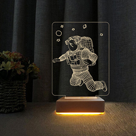 3D Led Gece Lambası Astranot Tasarım Doğum Günü Hediyesi Gece Lambası
