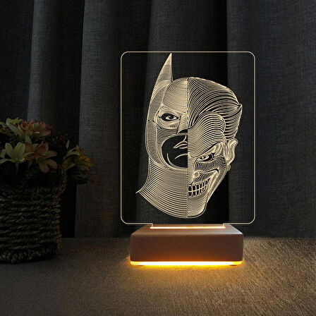 3D Led Gece Lambası Batman ve Joker Tasarım Gece Lambası Doğum Günü Hediyesi 