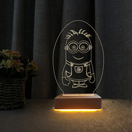 3D Led Gece Lambası Minion Tasarım3D Led  Lamba Doğum Günü Hediyesi 