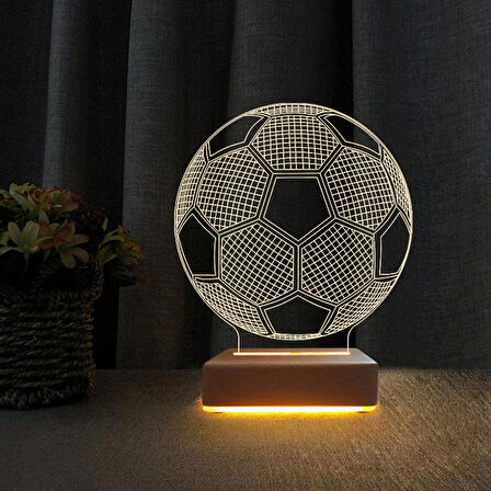 3D Led Gece Lambası Futbol Topu Çizimi Led Lamba Çocuk Odası Doğum Günü Hediyesi