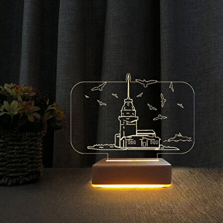 3D Led Gece Lambası Hediye Kız Kulesi Tasarım Sevgililer İçin Hediye