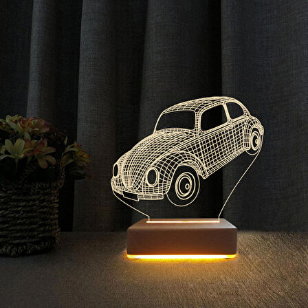 3D Led Gece Lambası Klasik Vosvos Tasarımlı Lamba Doğum Günü Hediyesi