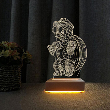 3D Led Gece Lambası Kaplumbağa Tasarım Çocuk Odası Hediyesi