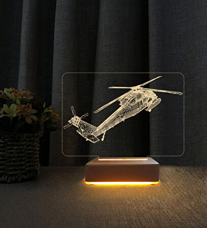 3D Led Gece Lambası Helikopter Tasarımlı Doğum Günü Hediyesi 3D Led Lamba