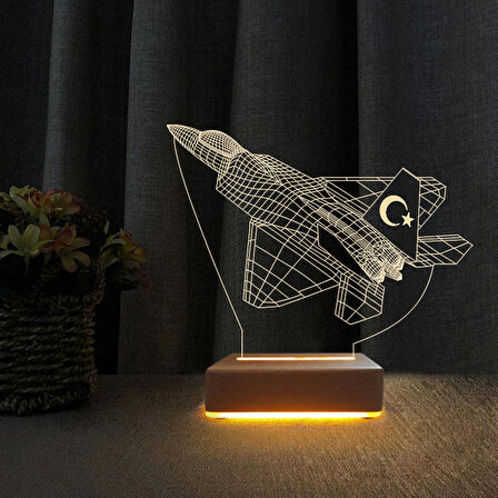 3D Led Gece Lambası Türk F16 Led Gece Lambası Doğum Günü Hediyesi