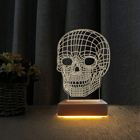 3D Led Gece Lambası Kurukafa Gece Lambası Doğum Günü Hediye