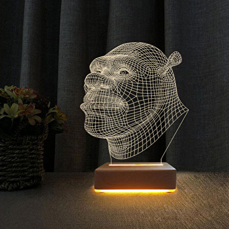 3D Led Gece Lambası Shrek Tasarımlı Gece Lambası Çocuklar İçin Doğum Günü Hediyesi 