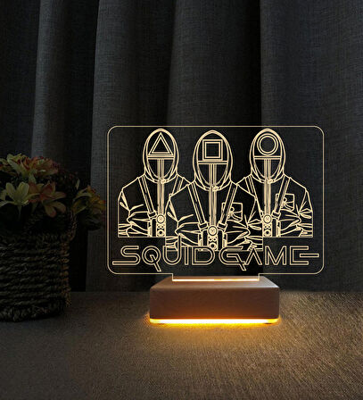 3D Led Gece Lambası Squıd Game Tasarımlı 3D Lamba Doğum Günü Hediyesi Lamba