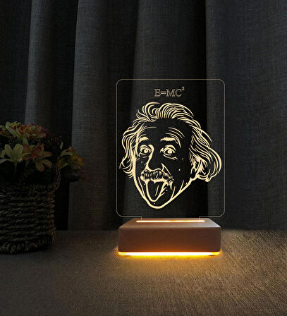 3D Led Gece Lambası Einstein Tasarımlı Lamba  3D Lamba Doğum Günü Hediyesi