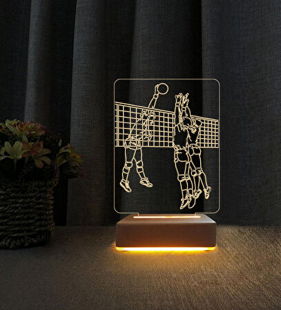 3D Led Gece Lambası Voleybolcu Tasarımlı Lamba Sporcu Doğum Günü Hediyesi