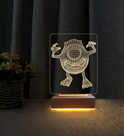 3D Led Gece Lambası Sevimli Canavarlar Tasarım Lamba Doğum Günü İçin Hediye