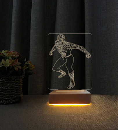 3D Led Gece Lambası Örümcek Adam Tasarımlı Doğum Günü Hediyesi 3D Masa Lambası