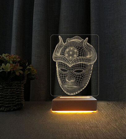 3D Led Gece Lambası Maske Tasarımlı Led Masa Lambası Doğum Günü Hediyesi