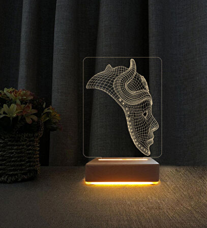 3D Led Gece Lambası Maske Tasarımlı Doğum Günü Hediyesi Lamba