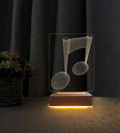 3D Led Gece Lambası Nota Tasarımlı Lamba Müzik Severler İçin Hediye