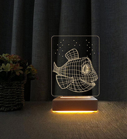 3D Led Gece Lambası Balık Nemo Tasarım Lamba Doğum Gününe Hediye Led Lamba